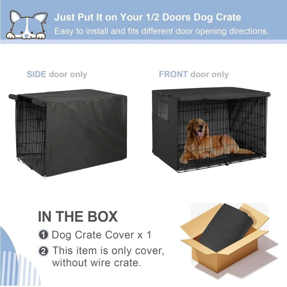 Explore Land Black 42 inches Heavy Duty Polyester Dog 🐕 Crate Cover